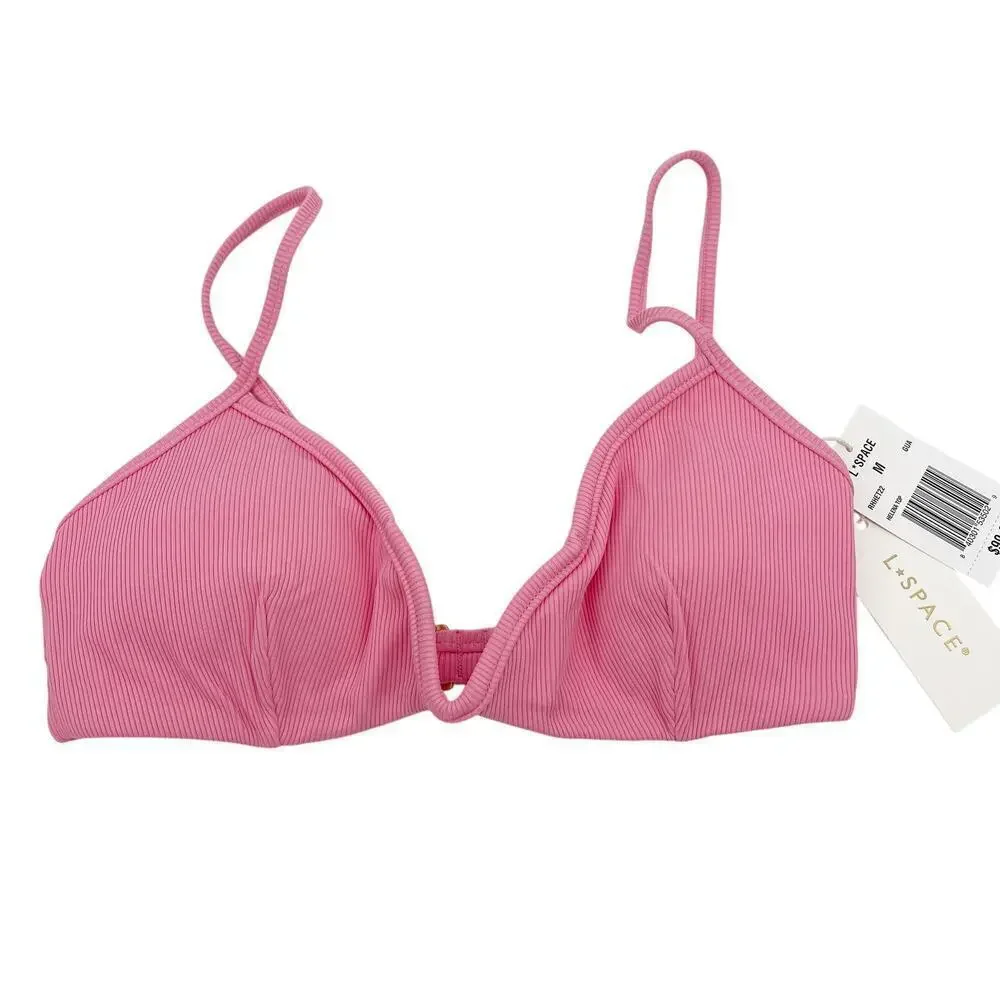L*Space Helena Underwire Bikini Top Guava Pink Size Medium NEW With Tags!